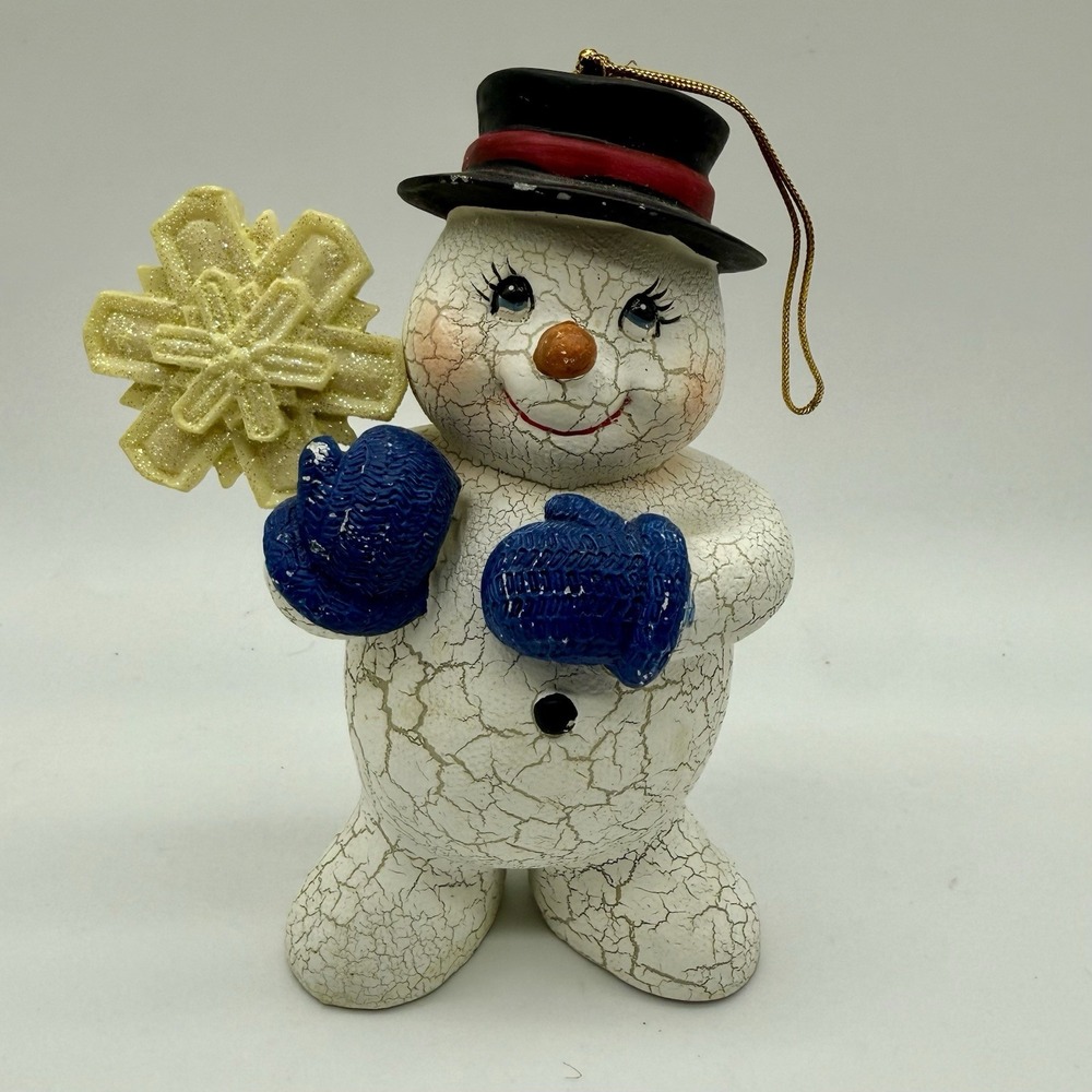 Christmas Snowman With Star Holiday Ornament Cracker Barrel 5" Resin See Notes